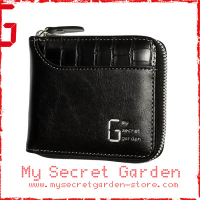 My Secret Garden Men Zipper Wallet PU Leather Splicing Stone Pattern Short Wallets 